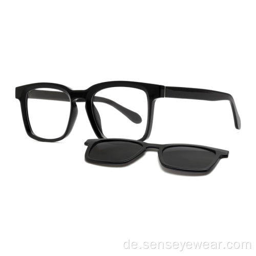 TR90 Square Magnetic UV400 Polarisierter Clip auf Sonnenbrillen
